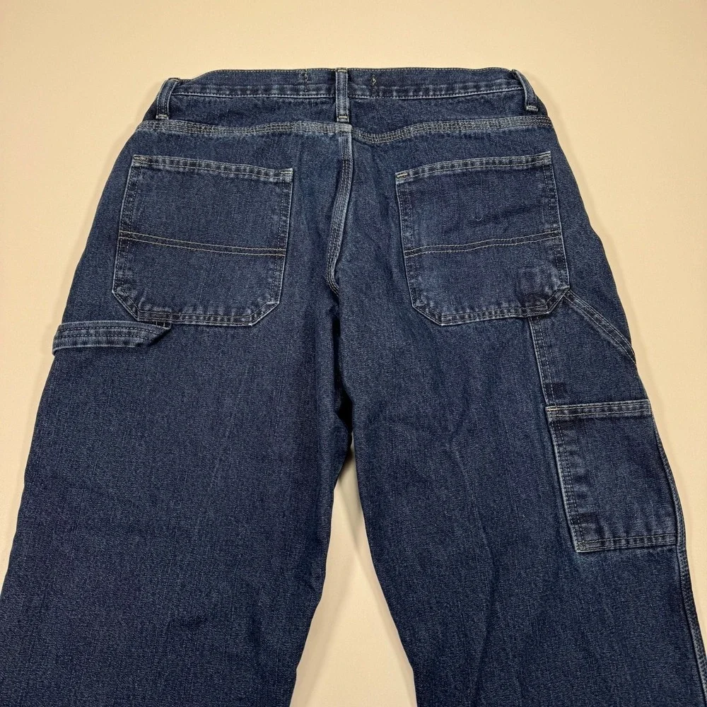Wrangler Authentics Fleece Lined Carpenter Jeans Mens 32x29 Blue Winter Workwear